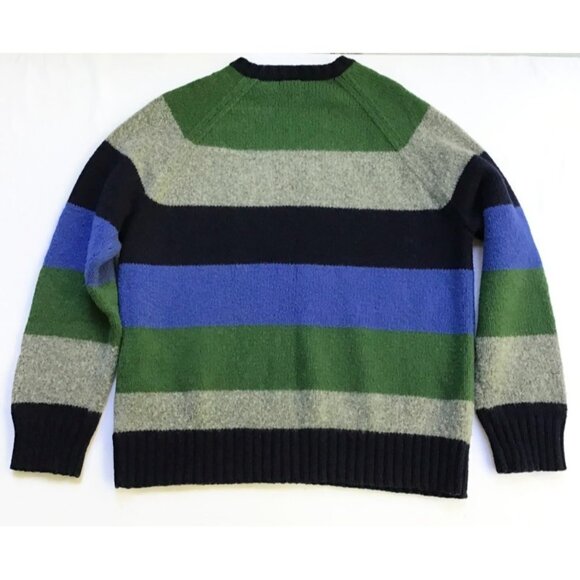 Gap Lambswool Wide Stripe Sweater Mens M L Blue Green Crewneck Pullover Vtg Y2K - Picture 8 of 8